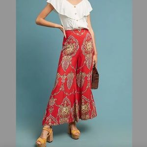 Ett:twa by Anthropologie Manon Flared Printed Red Pants